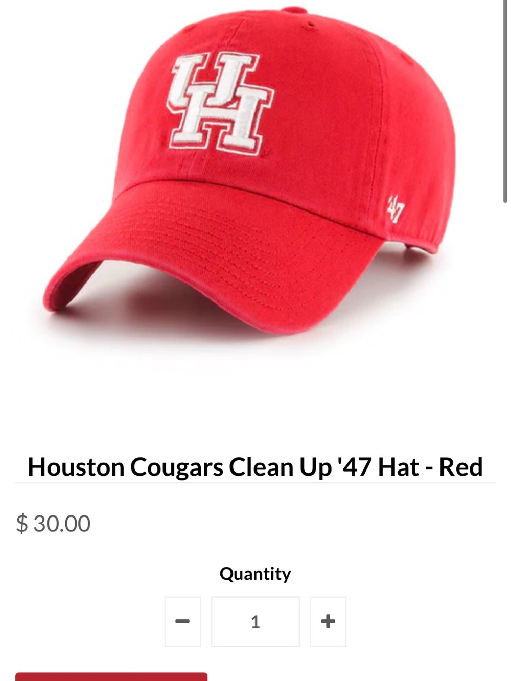 47 Red Houston Cougars Relaxed Cap with White Logo